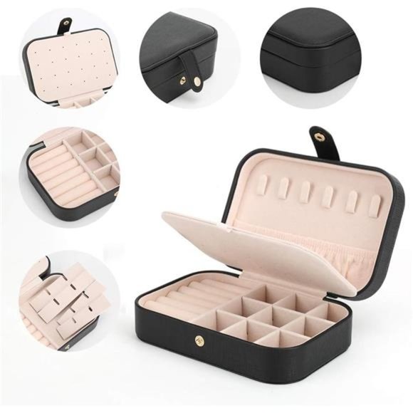 Small Jewelry Box Necklace Ring Storage Organizer Mini Jewelry case Double Layer - Picture 5 of 6